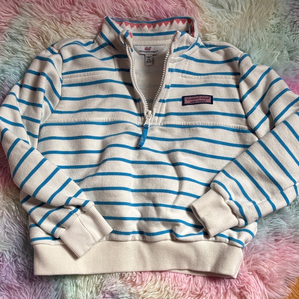Vineyard Vines Blue and White Striped Kids Sweatshirt